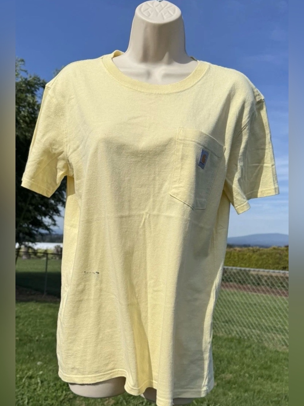 Carhartt Pocket T Shirt Yellow Loose Fit Heavyweight Cotton Small - Picture 6 of 10